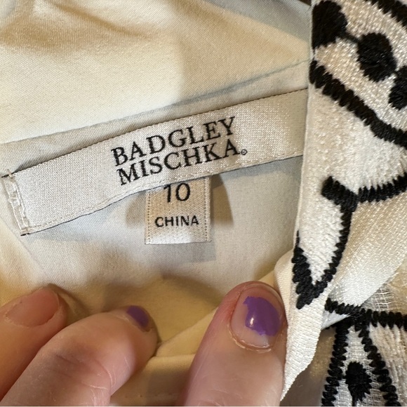 Badgley Mischka Embroidered Floral Halter Dress Women’s Size 10 Preppy Spring - Picture 5 of 10